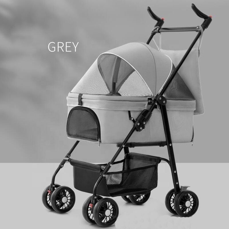 BunnyHi CWTC003 Wholesale Dog Pram Pet Strollers Walk Folding Travel Carrier Dog Cat Stroller Transparent