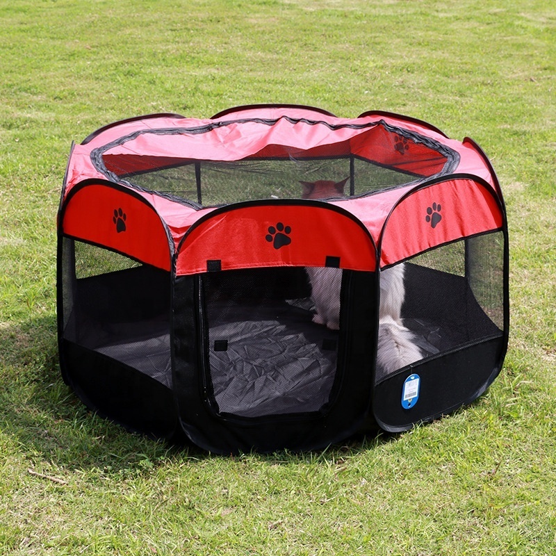 BunnyHi PET004 Foldable Portable Pet Dog Playpens Exercise 8-Panel Kennel Mesh Shade Cover Pet Cages Houses for Puppy Dog Yorkie