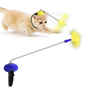 BunnyHi PET036 New Funny Pet Products Kitten New Collar Pet Cat Cat Stick Toy Cat Teaser with Feather Wand Toy for Indoor Kitty