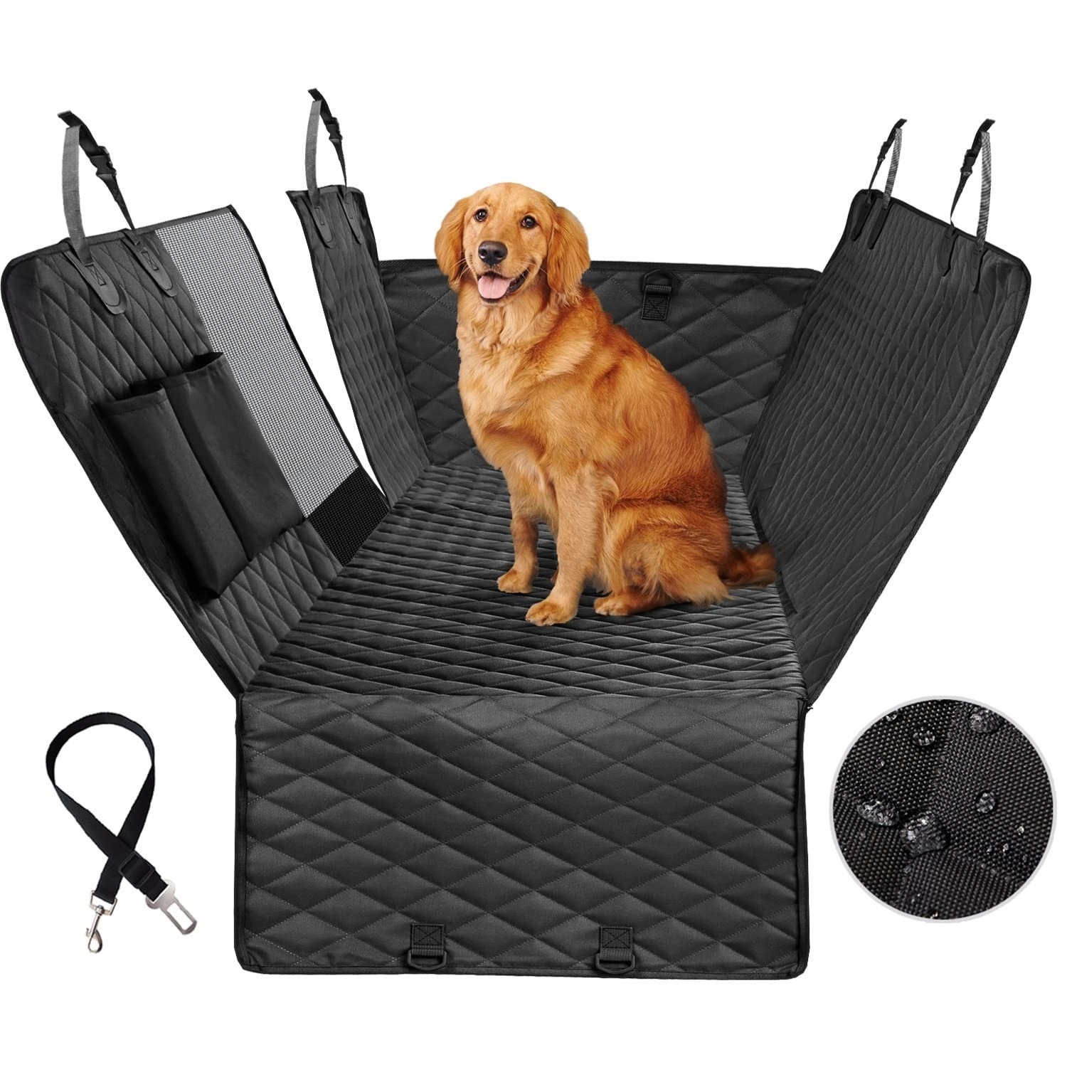 100% Waterproof Dog Car Seat Covers with Mesh Window Dog Backseat Cover for Cars