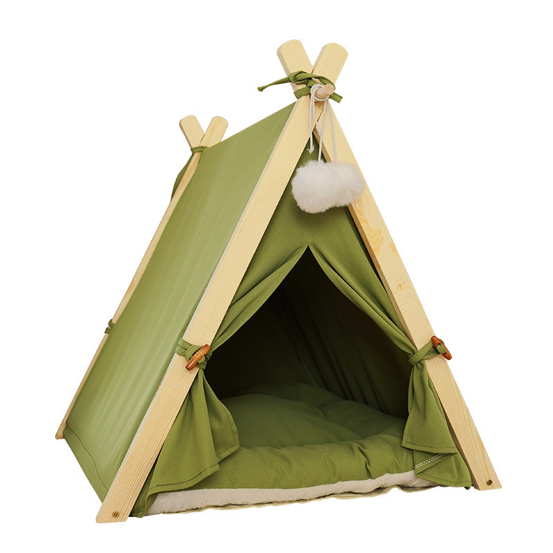 BunnyHi PET044 Comfortable Portable Indoor Pet Bed Teepee Tent Dog House With Thick Cushion For Puppy Cat