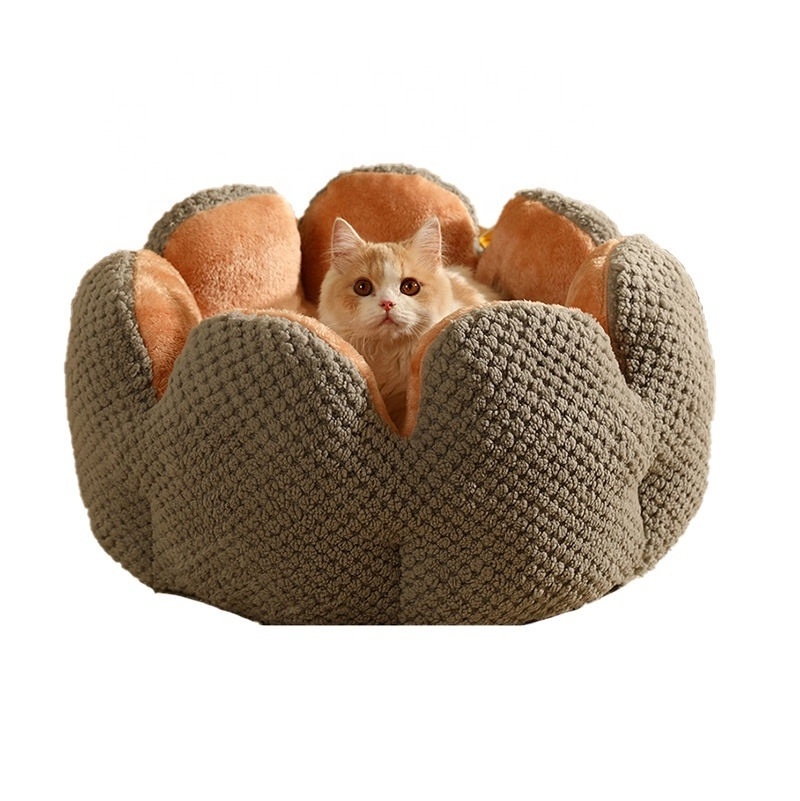 BunnyHi PET008 Small Size Cat Favor Cactus Petal Premium Warm Fuzzy Sleeping Pillow Fluffy Thick Kennel Pet Dog Cat Bed