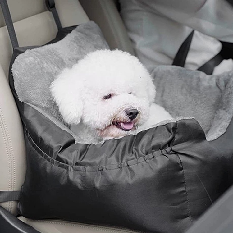 BunnyHi PET080 High Quality Pet Booster Seat Travel Dog Car Bed with Storage Pocket and Clip-On Safety Leash