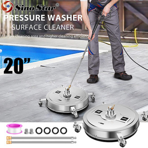 20" Pressure Washer Surface Cleaner 4 Wheels Stainless Steel Heavy Duty 4000PSI 2 Pressure Washer Extension Wand Attachments