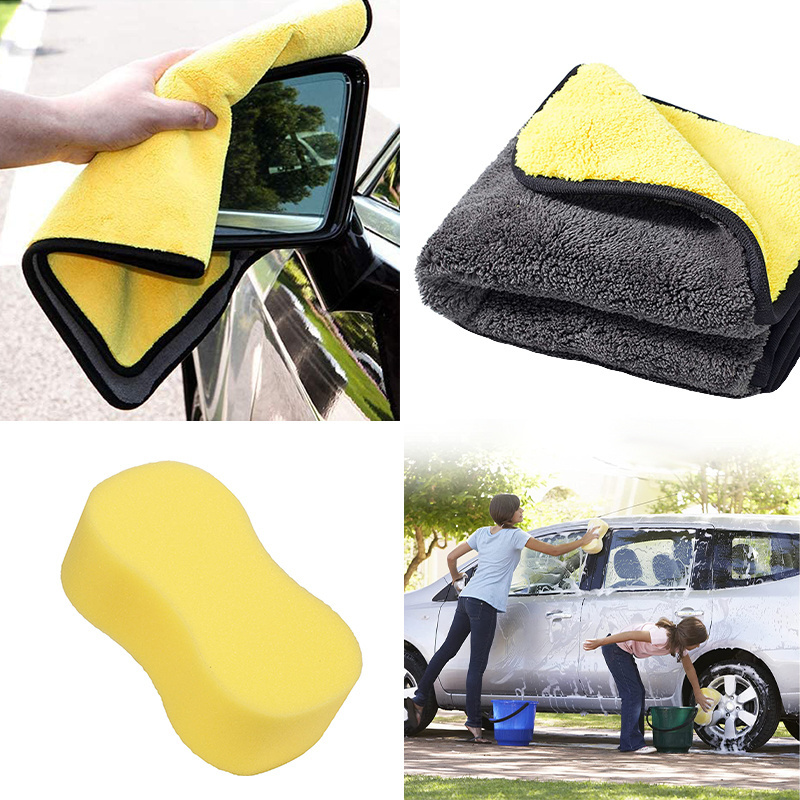 car cleaning tool Kit 16 pcs tire shine wax pad dispenser bottle wash sponge ceramic nano coating clothCar detailing brush set