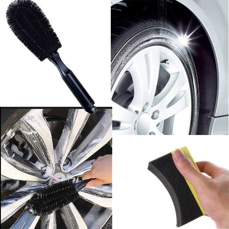 car cleaning tool Kit 16 pcs tire shine wax pad dispenser bottle wash sponge ceramic nano coating clothCar detailing brush set