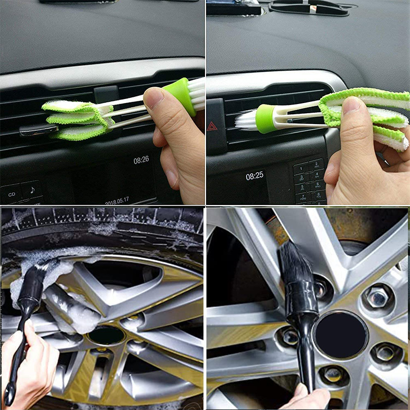 car cleaning tool Kit 16 pcs tire shine wax pad dispenser bottle wash sponge ceramic nano coating clothCar detailing brush set