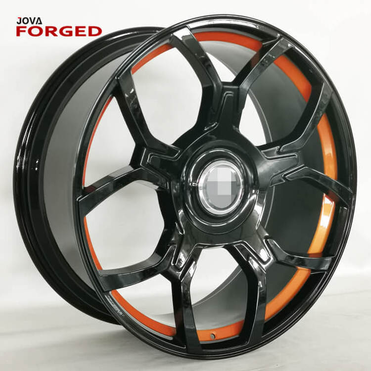 Gloss Black And Orange Rims 5x114.3 24 Inch Alloy Wheels Sale For Rolls Royce