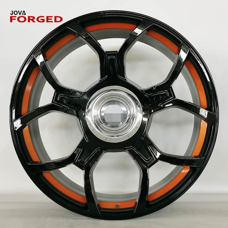 Gloss Black And Orange Rims 5x114.3 24 Inch Alloy Wheels Sale For Rolls Royce