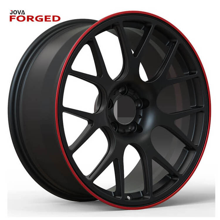 Forged Wheels 18 inch 5x108 7 Spoke Rims Black and Red Alloy Wheels for honda crv