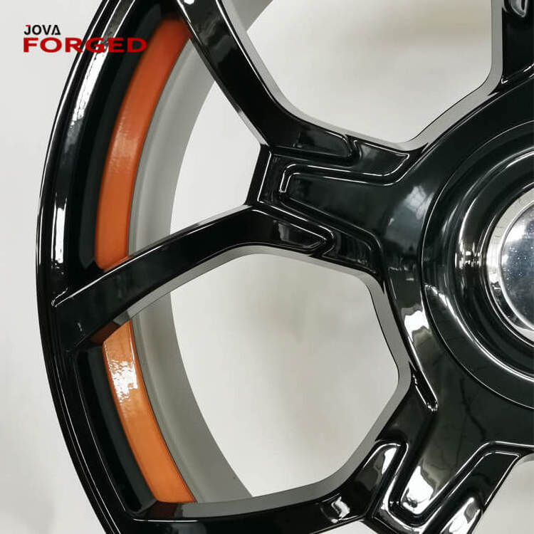 Gloss Black And Orange Rims 5x114.3 24 Inch Alloy Wheels Sale For Rolls Royce