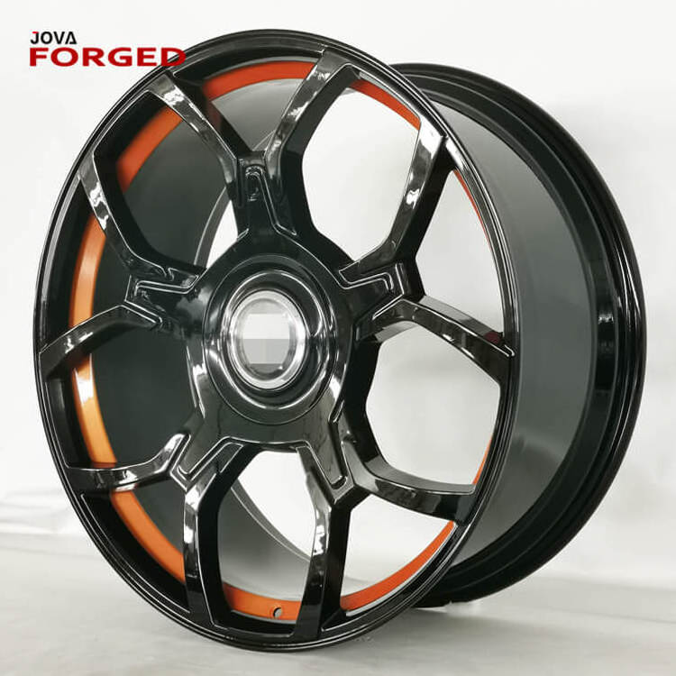 Gloss Black And Orange Rims 5x114.3 24 Inch Alloy Wheels Sale For Rolls Royce