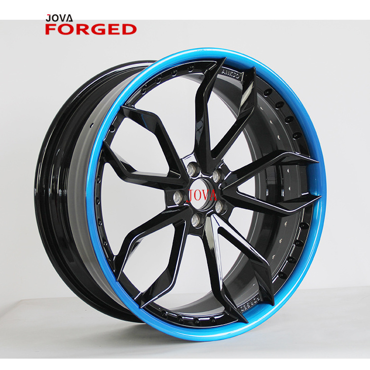 Two PCS Alloy Wheel Rim Blue Disk Forged Wheel Black Car Alloy Wheel