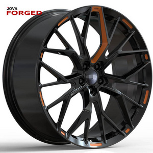 Customized black and orange 18 Inch to 24 Inch Monoblock Forged Car Wheels Rims 5-Hole 5x108 22 Inch for Zeekr 001 R22 Wheels