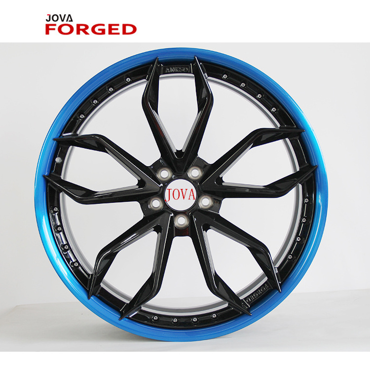 Two PCS Alloy Wheel Rim Blue Disk Forged Wheel Black Car Alloy Wheel