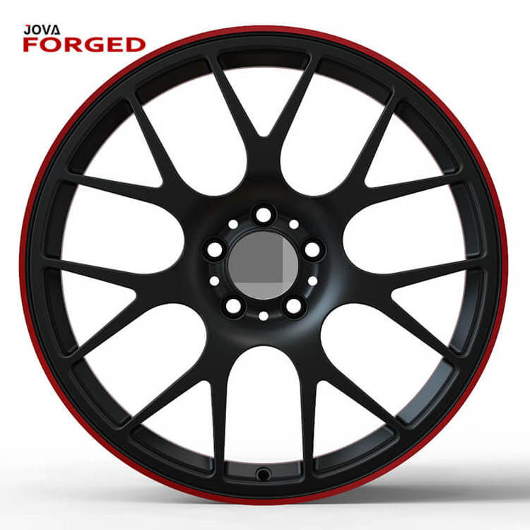 Forged Wheels 18 inch 5x108 7 Spoke Rims Black and Red Alloy Wheels for honda crv