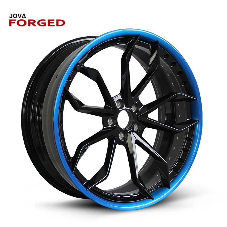 Two PCS Alloy Wheel Rim Blue Disk Forged Wheel Black Car Alloy Wheel