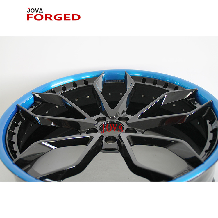 Two PCS Alloy Wheel Rim Blue Disk Forged Wheel Black Car Alloy Wheel