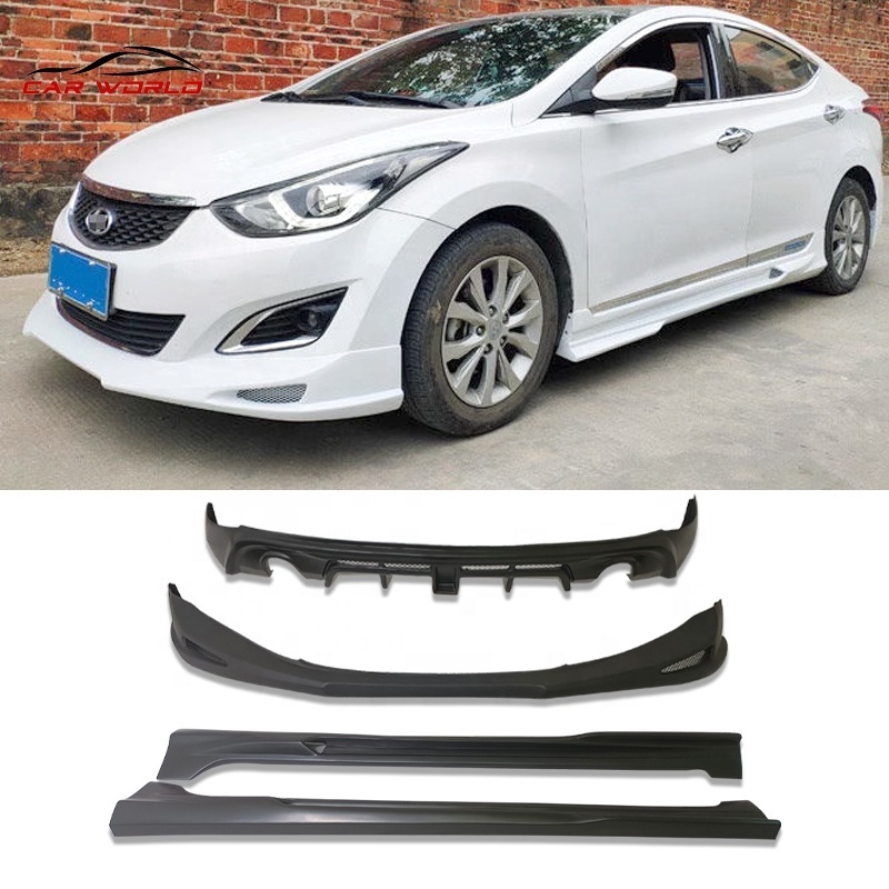 Front Lip for Hyundai Elantra 2012-2016 Car Body Kits Side Skirts Rear Diffuser Lip with Light ABS Material Exterior Parts