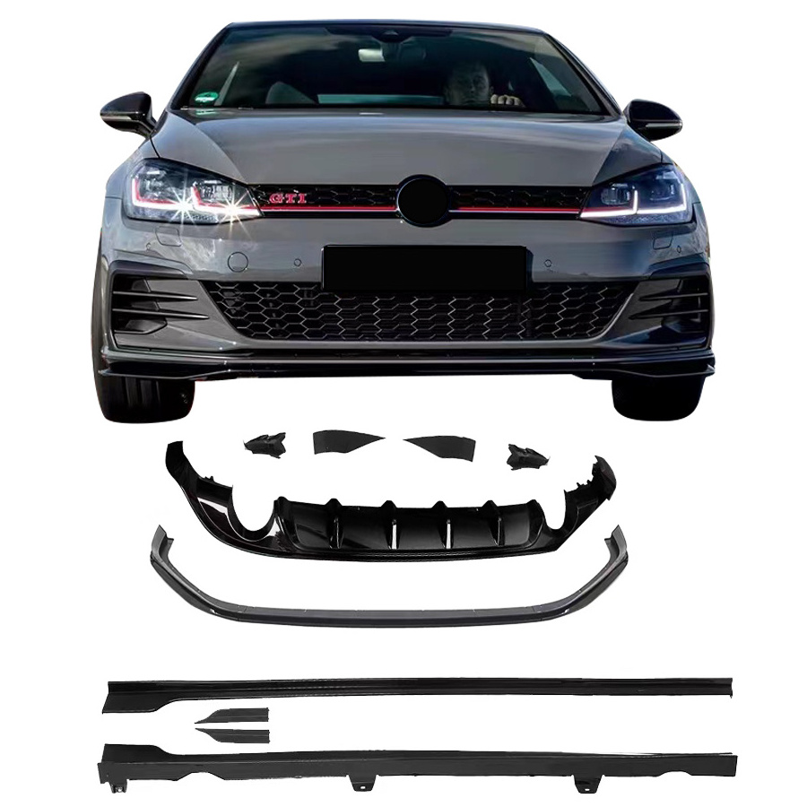 Car Body Kit For 2017 2018 VW Golf 7.5 Gti Front Lip Diffuer Side Skirts Plastic High Material Body Kit For Golf 7.5 Tcr Style