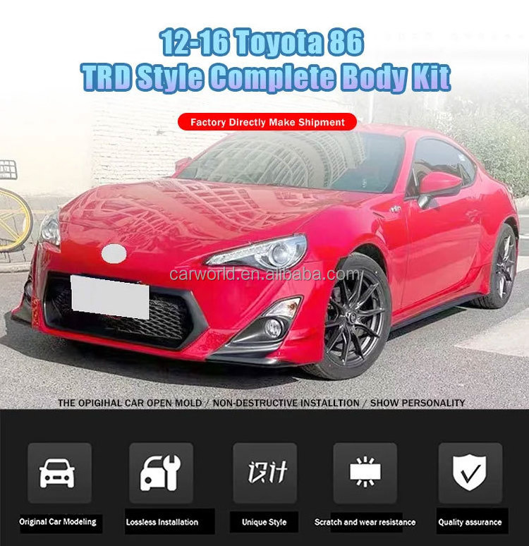 Carworld Car Body kit For Toyota GT86 TRD Style Front Lip Rear Lip Side skirts GT86 Car Kit ABS High Material