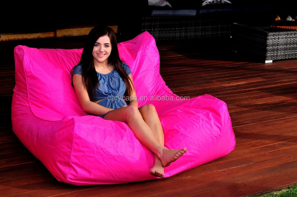 HOT PINK - Swimming pool side bean bag chair, 2 room seat Extra wide waterproof beanbag sofa saet