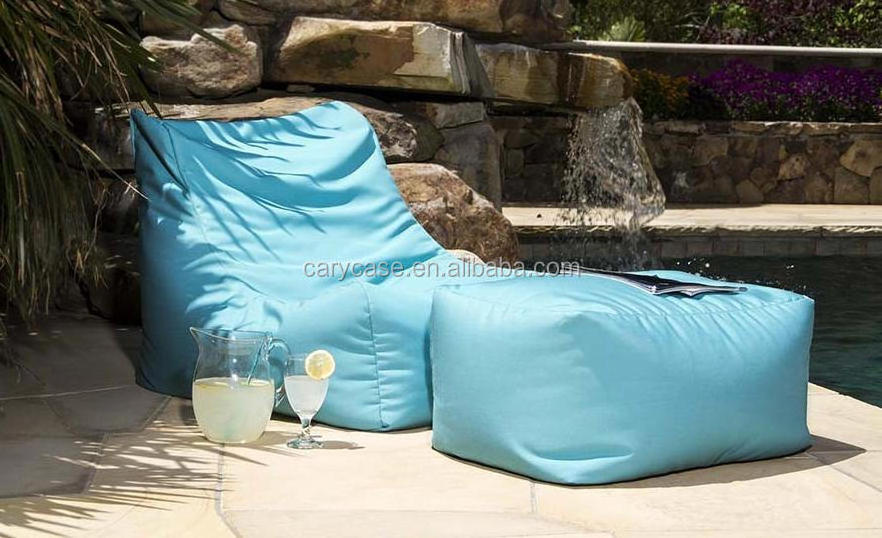 Outdoor waterproof portable beanbag chair big L bean bag , pool side bean seat with ottoman