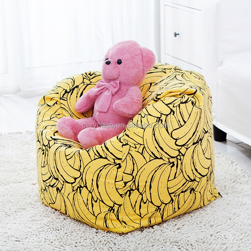 yellow banana shape large bean bag lounger, big overstuffed living room sofa chairs