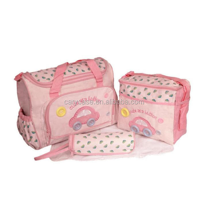 4PCS car PATTERN MATERNITY BABY CHANGING BAG DUFFEL HOLDALL Oilcloth BAG BABY DIAPER CLEAN LIGHT LARGE HANDBAG