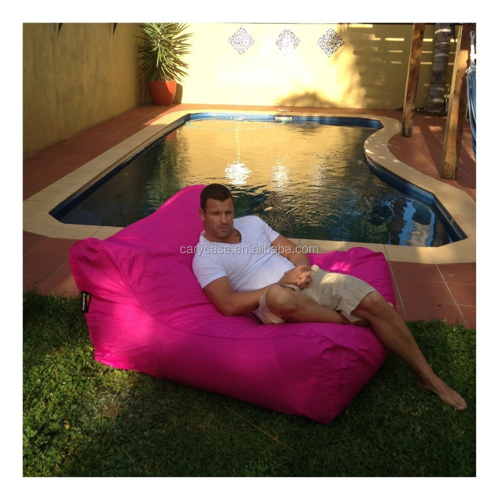 HOT PINK - Swimming pool side bean bag chair, 2 room seat Extra wide waterproof beanbag sofa saet