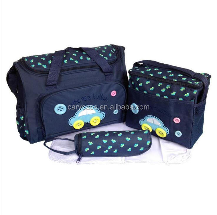 4PCS car PATTERN MATERNITY BABY CHANGING BAG DUFFEL HOLDALL Oilcloth BAG BABY DIAPER CLEAN LIGHT LARGE HANDBAG