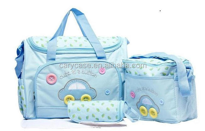 4PCS car PATTERN MATERNITY BABY CHANGING BAG DUFFEL HOLDALL Oilcloth BAG BABY DIAPER CLEAN LIGHT LARGE HANDBAG