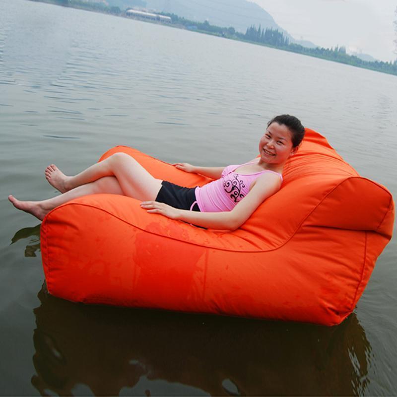 Giant size outdoor bean bag chair, pool side beanbag lounger,easy fun waterproof bean lazy beds on swimming pool