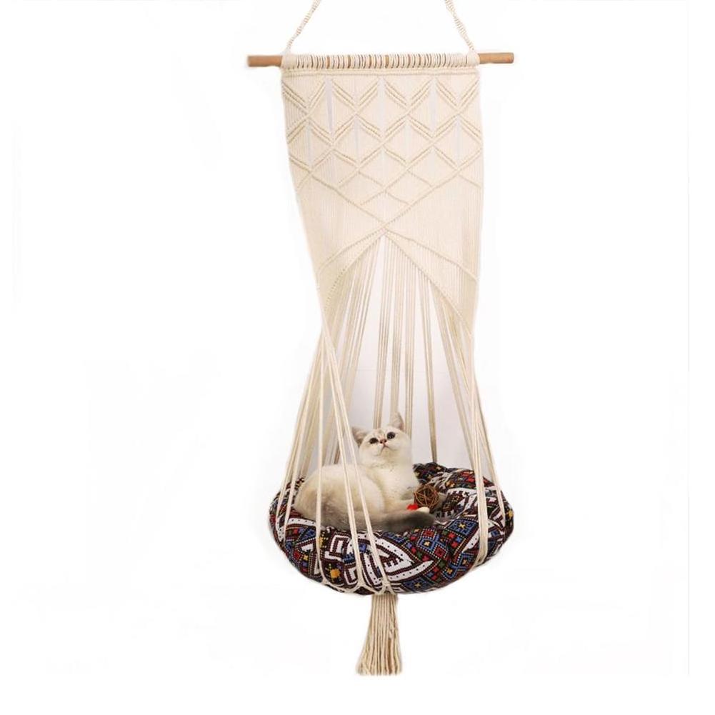 Boho Macrame Cat Hammock Swing Bed for Cat