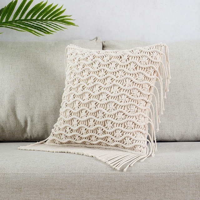 Bohemian home decor 100% cotton hand woven macrame pillow case