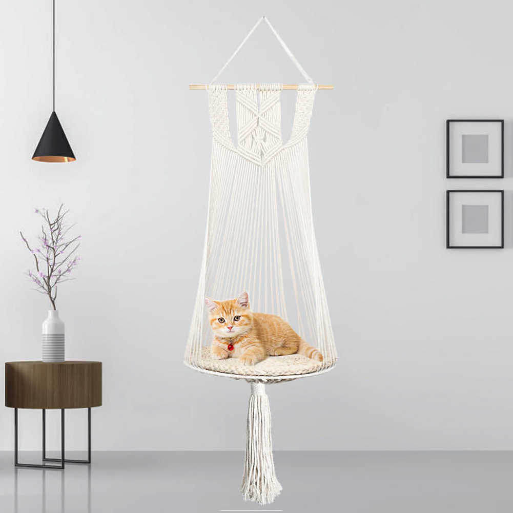 Boho Macrame Cat Hammock Swing Bed for Cat