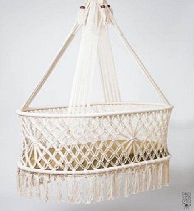 Handmade Macrame Baby Swing Hammock Crib Indoor and Outdoor Outdoor Furniture 100% Cotton Ropes & Wood Sigle Person Carton 10pcs