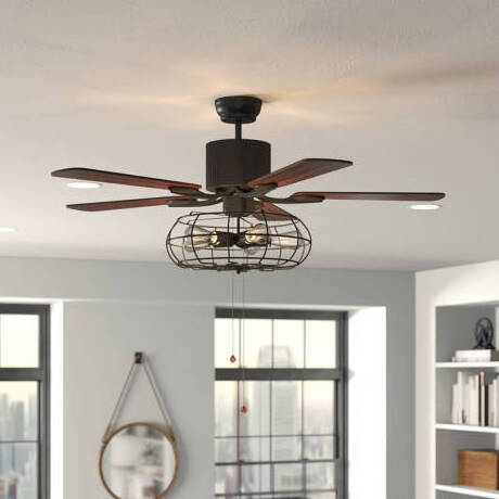 5 - Blade Ceiling Fan Light with Pull Chain and Light Kit Included for