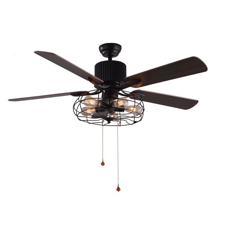 5 - Blade Ceiling Fan Light with Pull Chain and Light Kit Included for