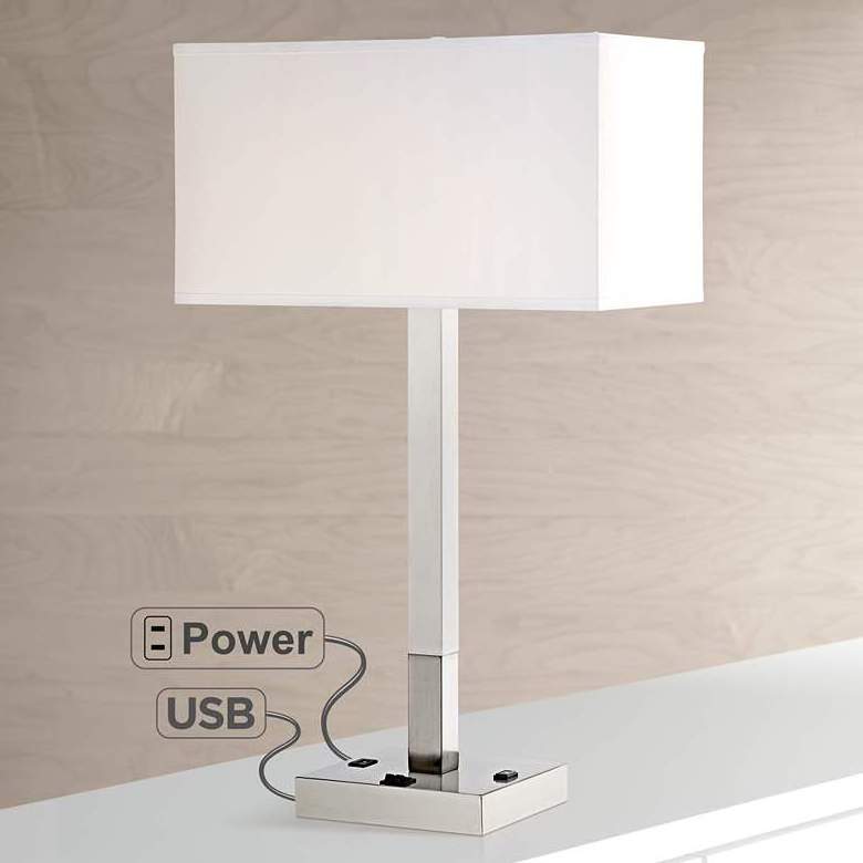 Modern Metal Table Lamp with USB Port and Utility Plug Hotel Light Projects Indoor Decorative Light