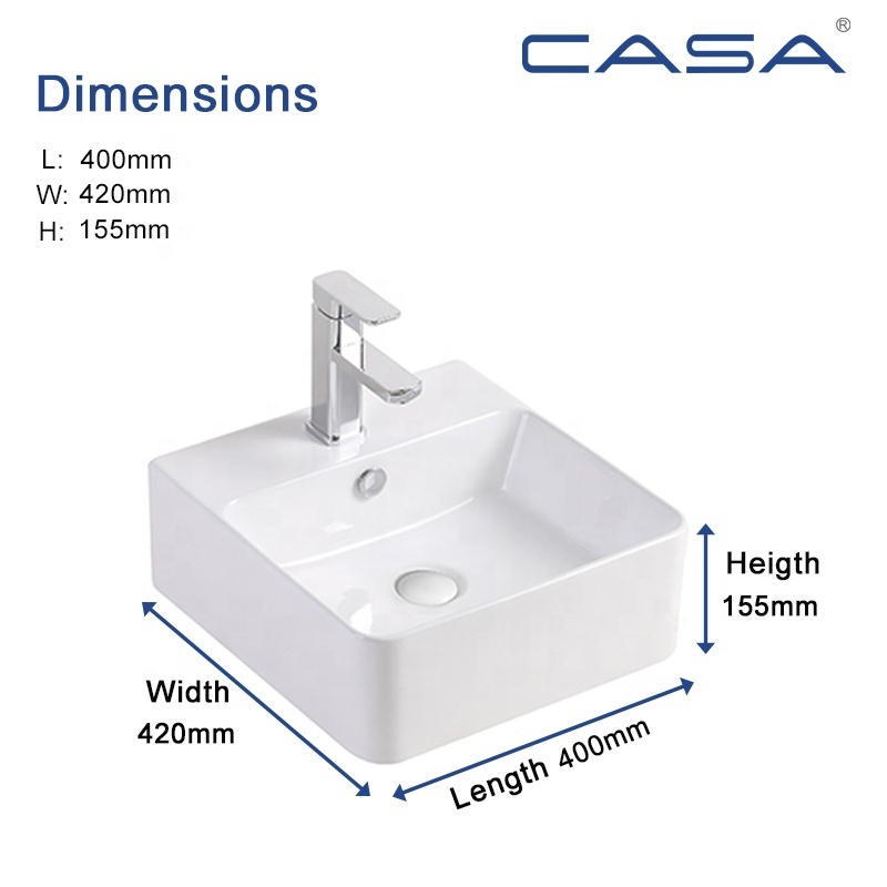 Luxury Modern Above Countertop Wash Ceramic Sink Bathroom White Ceramic Wash Basin