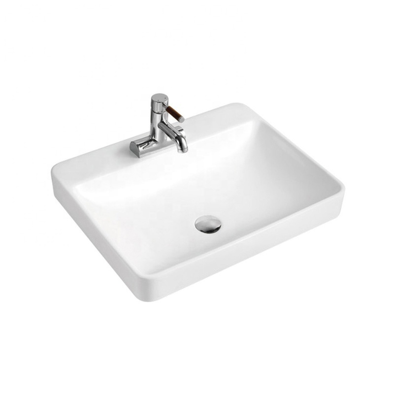 Cupc Handmade Ceramic Integral Semi Inset Vanity Top Vessel Basin