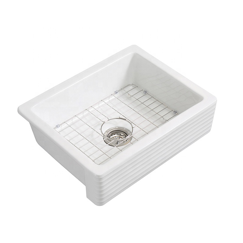 Large Farm House Single Basins Art Ceramic Wash Sink For Kitchen