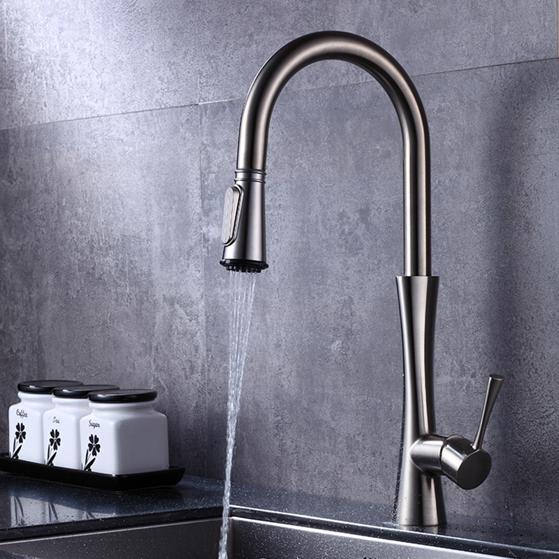 Modern Bronze Long Neck Flexible Hose Single Handle Upc Kitchen Faucet