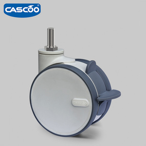 CASCOO EVA 125mm bolt hole swivel medical caster with total brake for medical equipment.