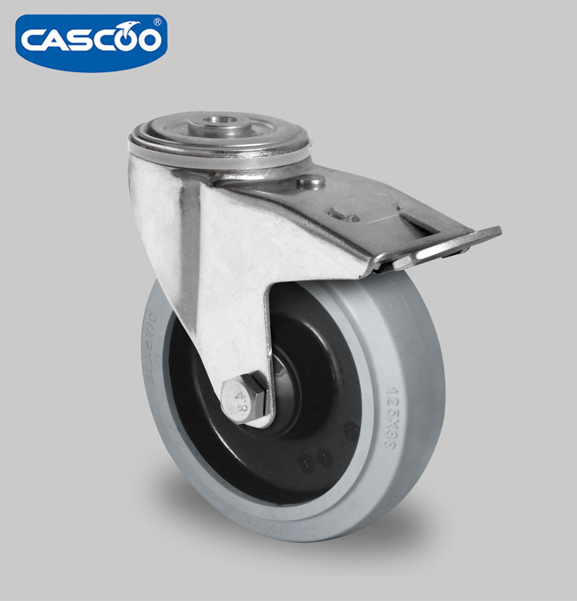 CASCOO industrial warehouse cart push cart light rubber castor wheels 200kg with brake