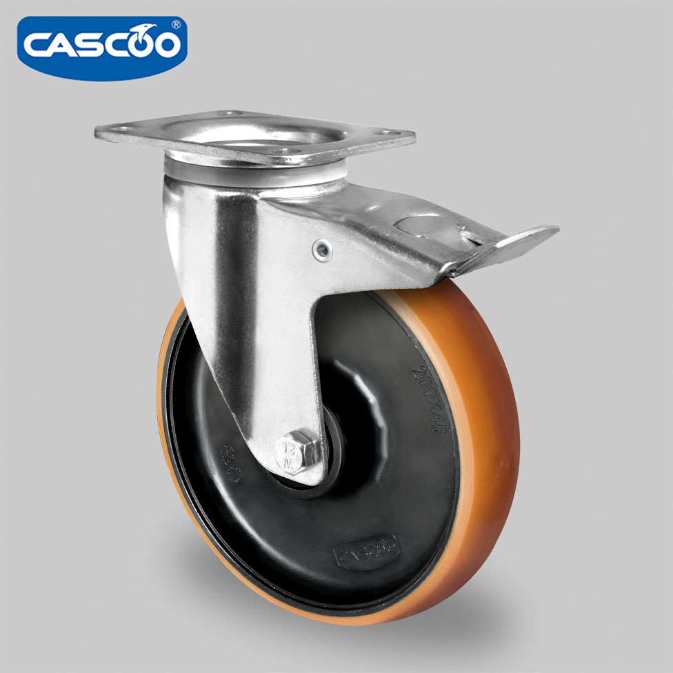 CASCOO 8 Inch Castor Wheel Trolley Nylon Core PU Swivel Caster Wheels Heavy Duty