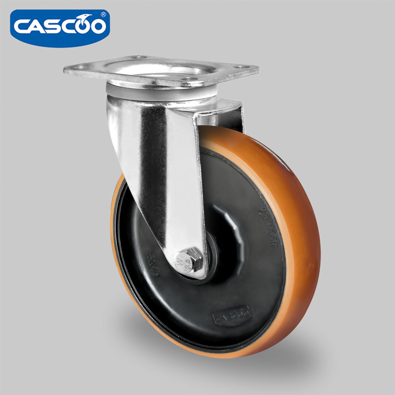 CASCOO 8 Inch Castor Wheel Trolley Nylon Core PU Swivel Caster Wheels Heavy Duty