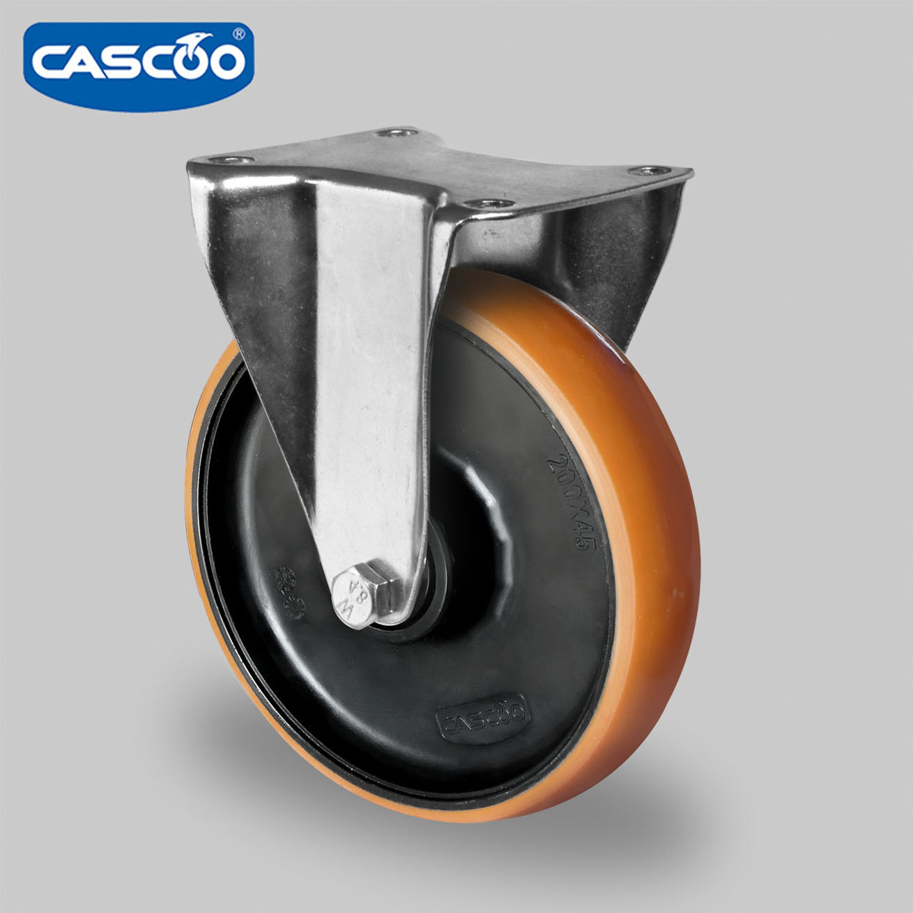 CASCOO 8 Inch Castor Wheel Trolley Nylon Core PU Swivel Caster Wheels Heavy Duty