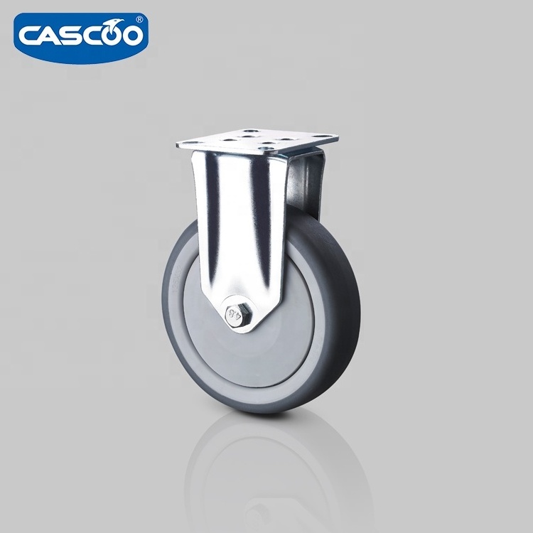 CASCOO polypropylene wheel core thermoplastic rubber tread fixed castor for  patient bed medical caster and trolley caster wheel